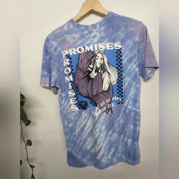 Tie dye blue & purple Broken Promises Grim Reaper T shirt Men's size small G10 - Picture 8 of 8